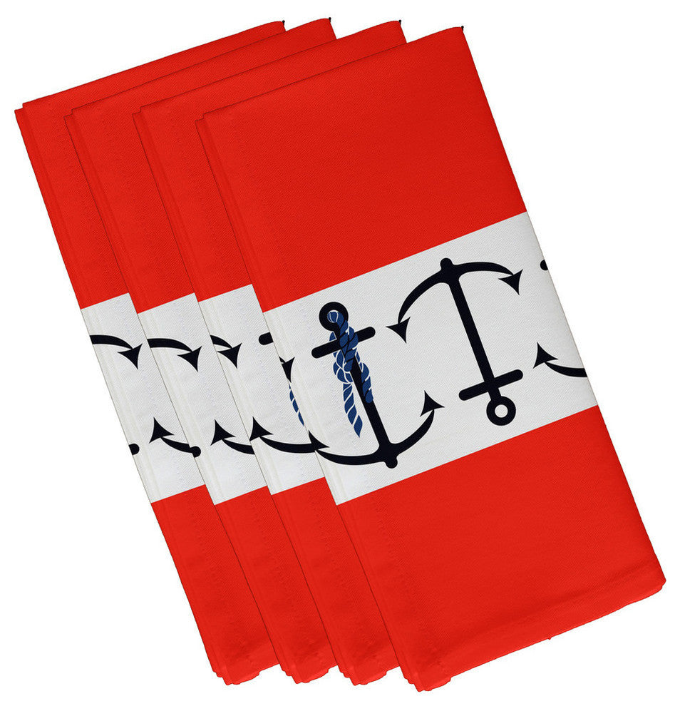 Anchor Stripe, Stripe Print Napkin, Orange, Set of 4
