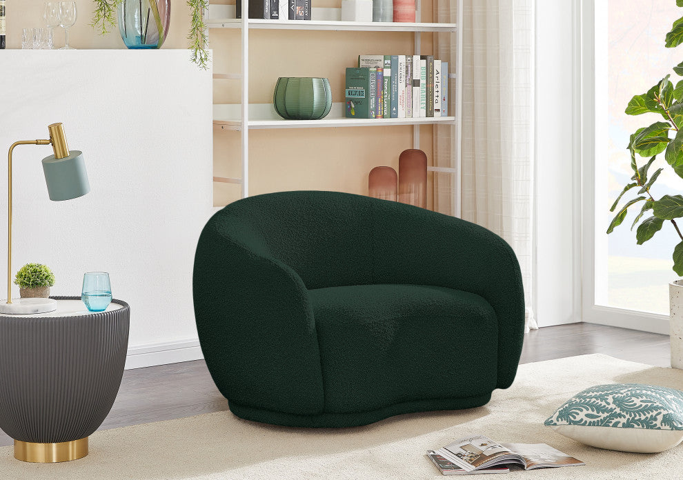 Hyde Boucle Fabric Upholstered, Green, Chair