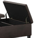 Ellis Coffee Table Storage Ottoman, Distressed Brown Vegan Faux Leather