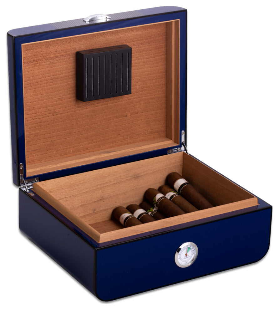 Blue Carbon Fiber Design 40 Cigar Humidor