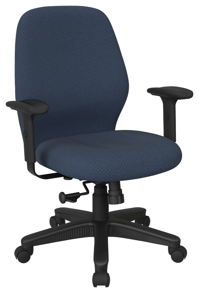 Mid Back Synchro Tilt Chair, Adjustable Arms, Interlink Ink Blue