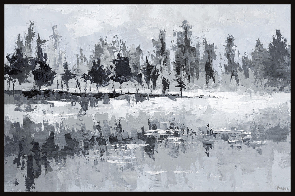 "Dark Lake" Floater Framed Painting Print on Canvas, 60"x40"