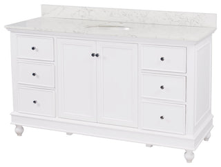 Bella 60" Single Bathroom Vanity, White, Engineered Marble