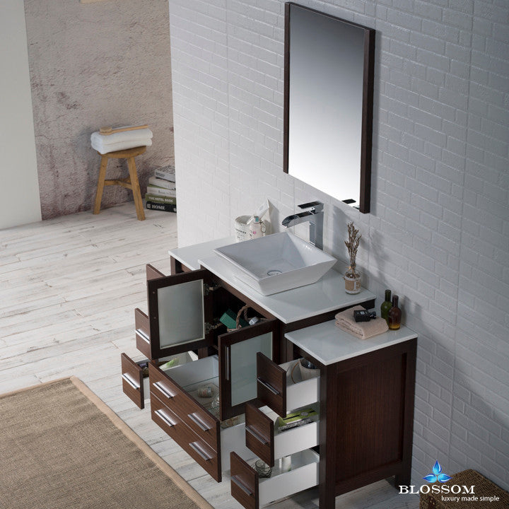 Sydney 54" Vanity Set With Vessel Sink and Double Side Cabinets