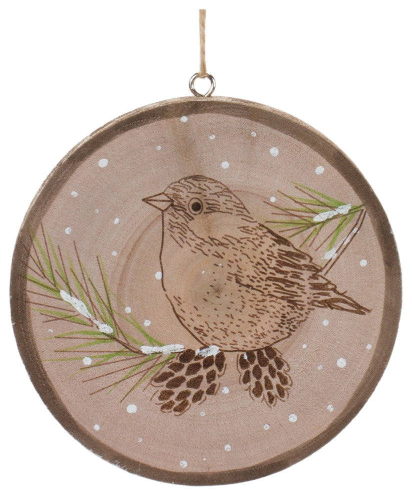 Wood Bird Tree Disc Ornament, 12-Piece Set