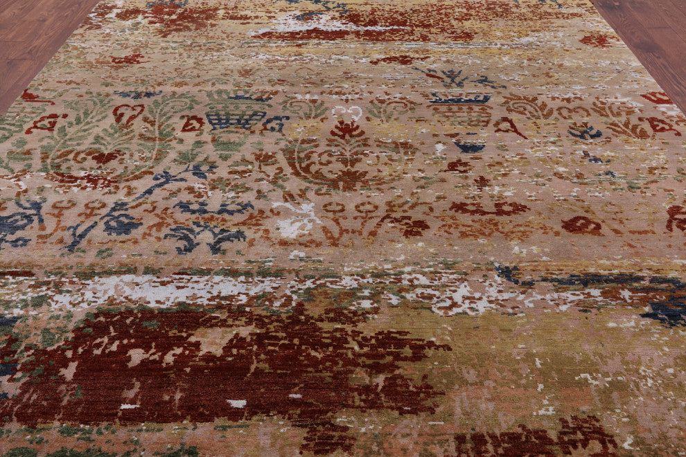 8' 11" X 11' 11" Persian Hand-Knotted Wool and Silk Rug Q6345