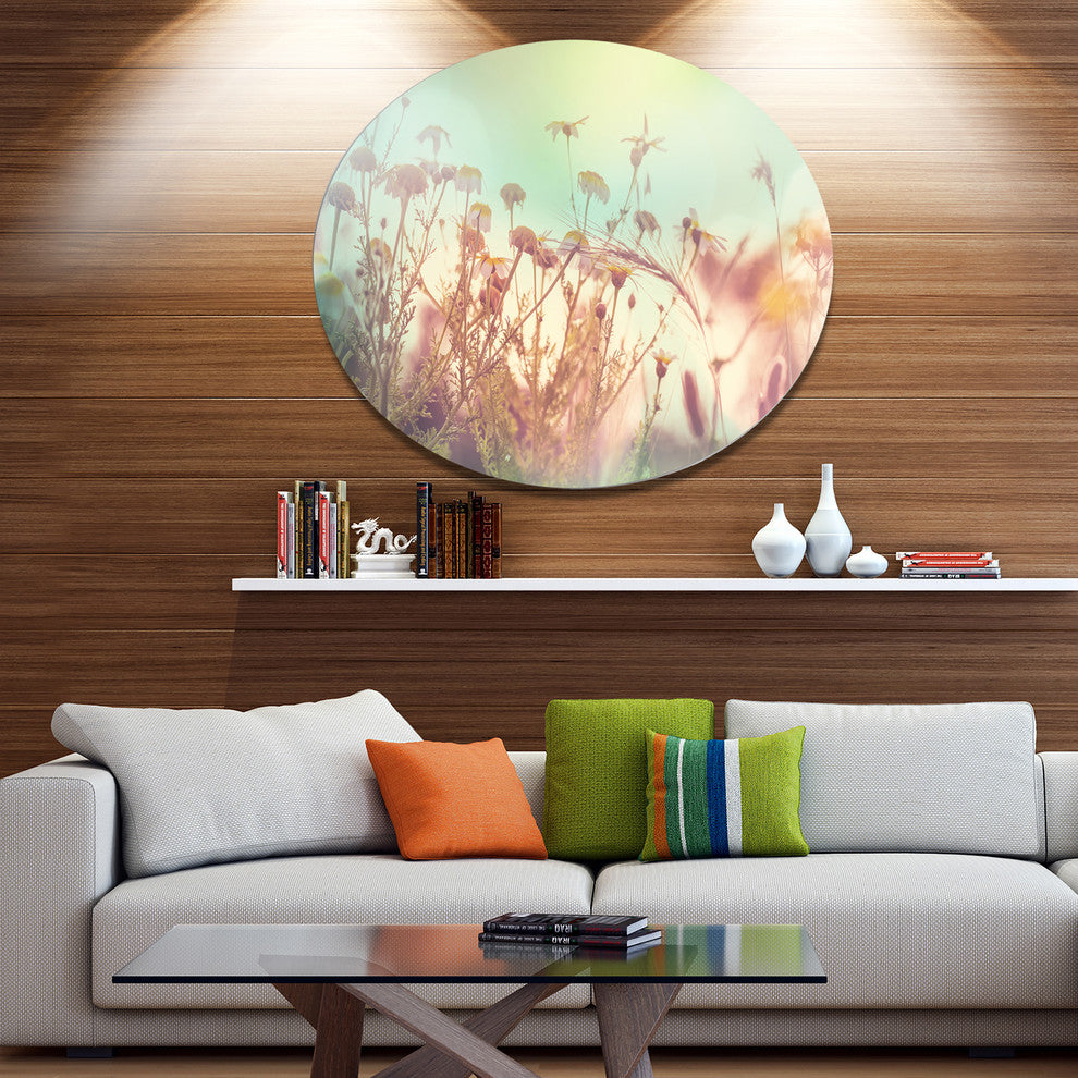 Summer Wild Flowers And Grass, Flower Disc Metal Artwork, 23"