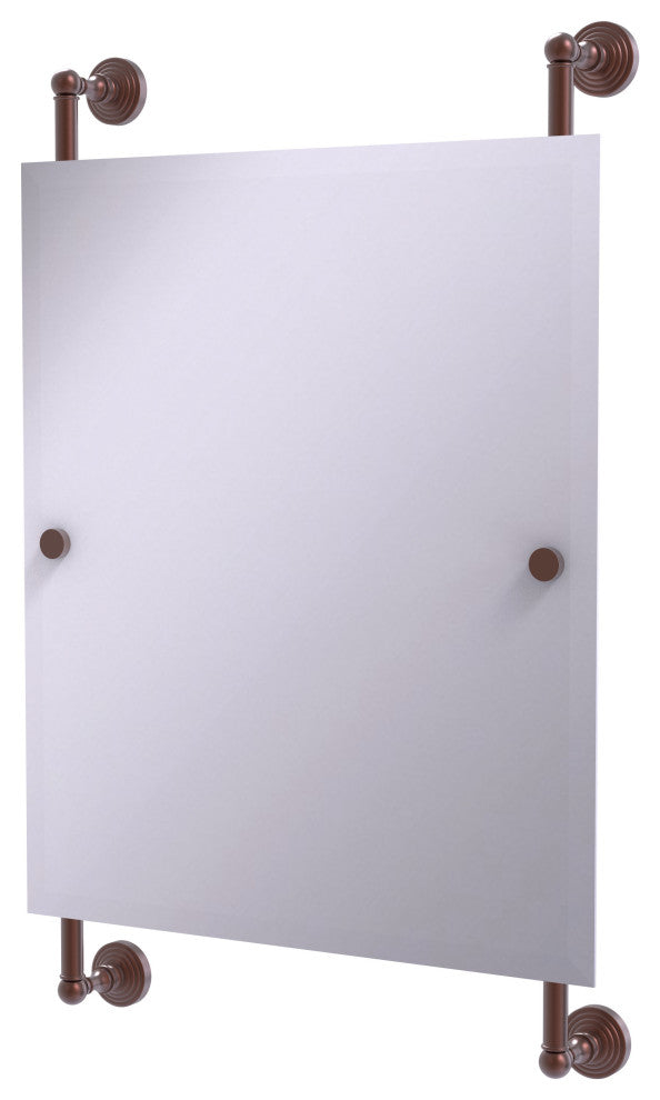 Waverly Place Rectangular Frameless Rail Mounted Mirror, Antique Copper