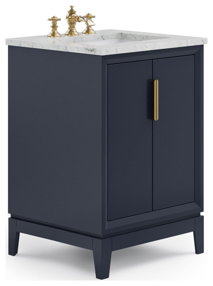 Elizabeth 24" Single Sink Carrara White Marble Vanity, Monarch Blue