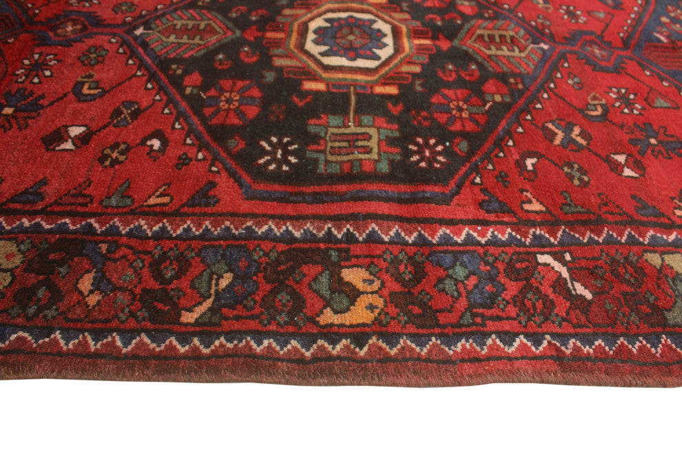 Fine Vintage Distressed Hayley Rust/Navy Runner, 3'7x9'7