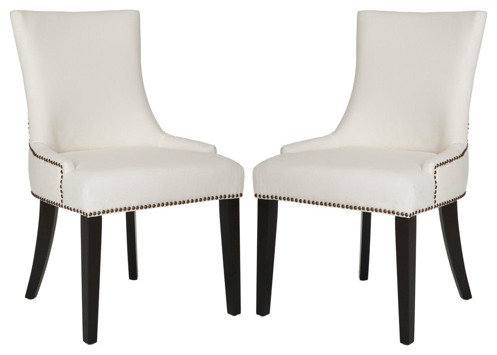 Safavieh Lester Dining Chairs, Set of 2, White, Fabric, Espresso
