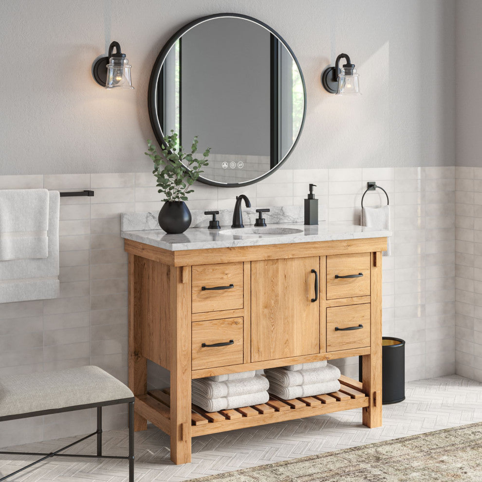 Bosque Bath Vanity, Driftwood, 42", Single Sink, Undermount, Freestanding