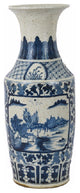 Vintage Style Blue and White Landscape Motif Porcelain Vase 26"