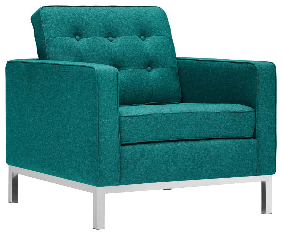 Teal Loft Armchairs Upholstered Fabric Set of 2