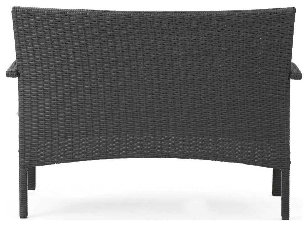 GDF Studio 4-Piece Cordyline Outdoor Wicker Chat Set With Cushions