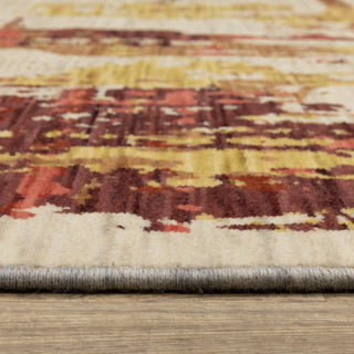 Saturn Distressed Abstract Beige/Multi Wool Blend Area Rug 7'10" x 10'10"