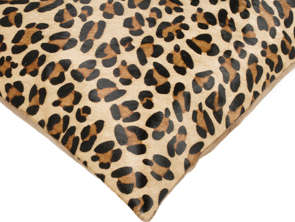 Natural Torino Cowhide Pillow 18"x18", Leopard