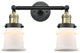Small Canton 2-Light Bath Vanity-Light, Black Antique Brass, Matte White