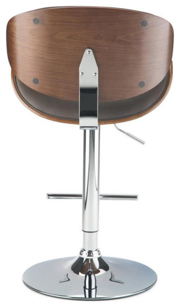 Marana Adjustable Height Gas Lift Bar Stool In Distressed Brown Faux Leather