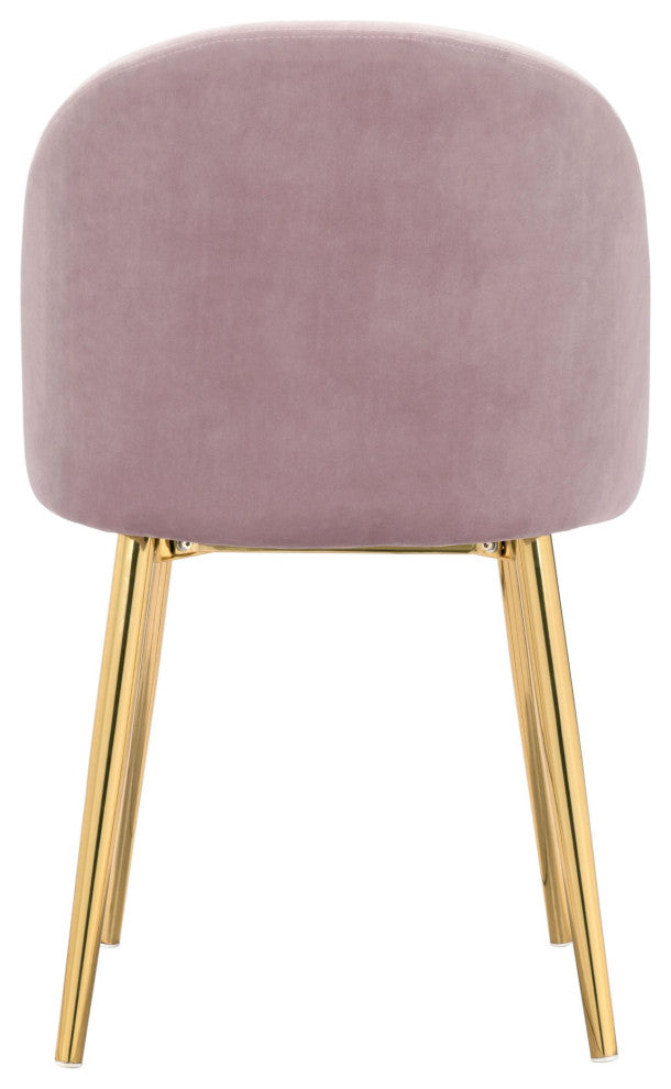 Dining Chair, Set of 2, Steel Metal, Fabric, Pink, Gold, Bar Kitchen Pub Bistro