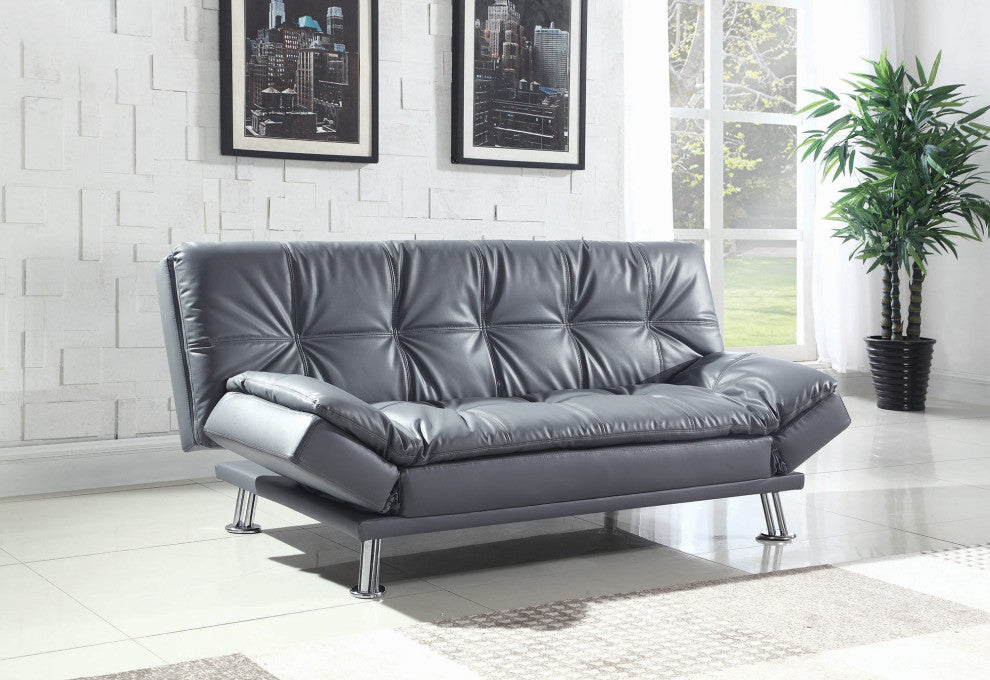 Upholstered Sofa Bed with Adjustable Armrests, Gray