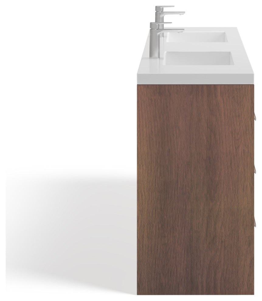Sonora Bathroom Vanity, Rosewood, 84", Double Sink, Freestanding