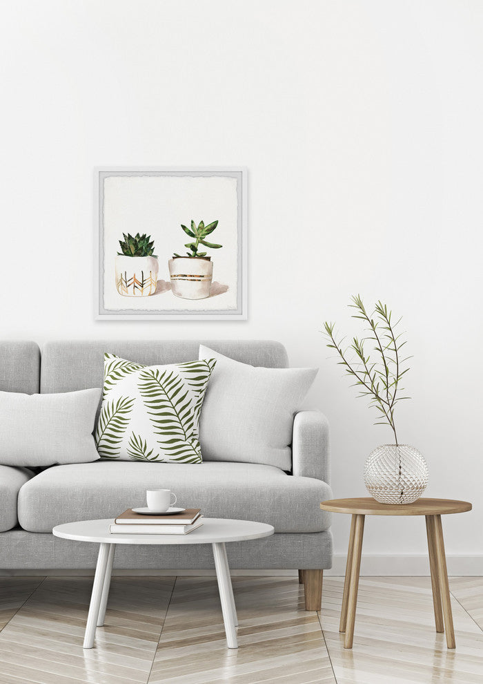 "Golden Potted Cactus" Framed Painting Print, 24"x24"