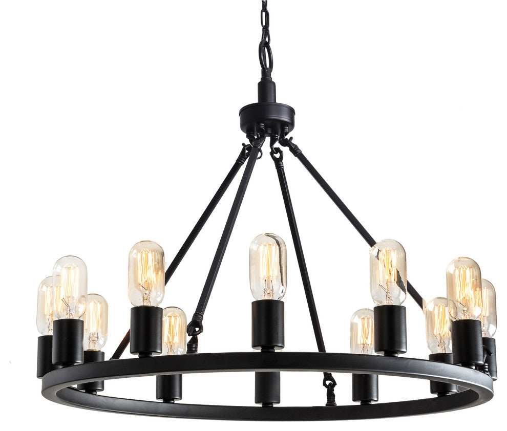 Mia Black 12-light Metal Round Chandelier