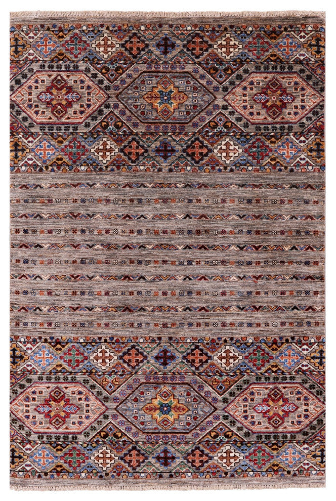 4' 0" X 5' 10" Super Kazak Khorjin Handmade Rug Q9636