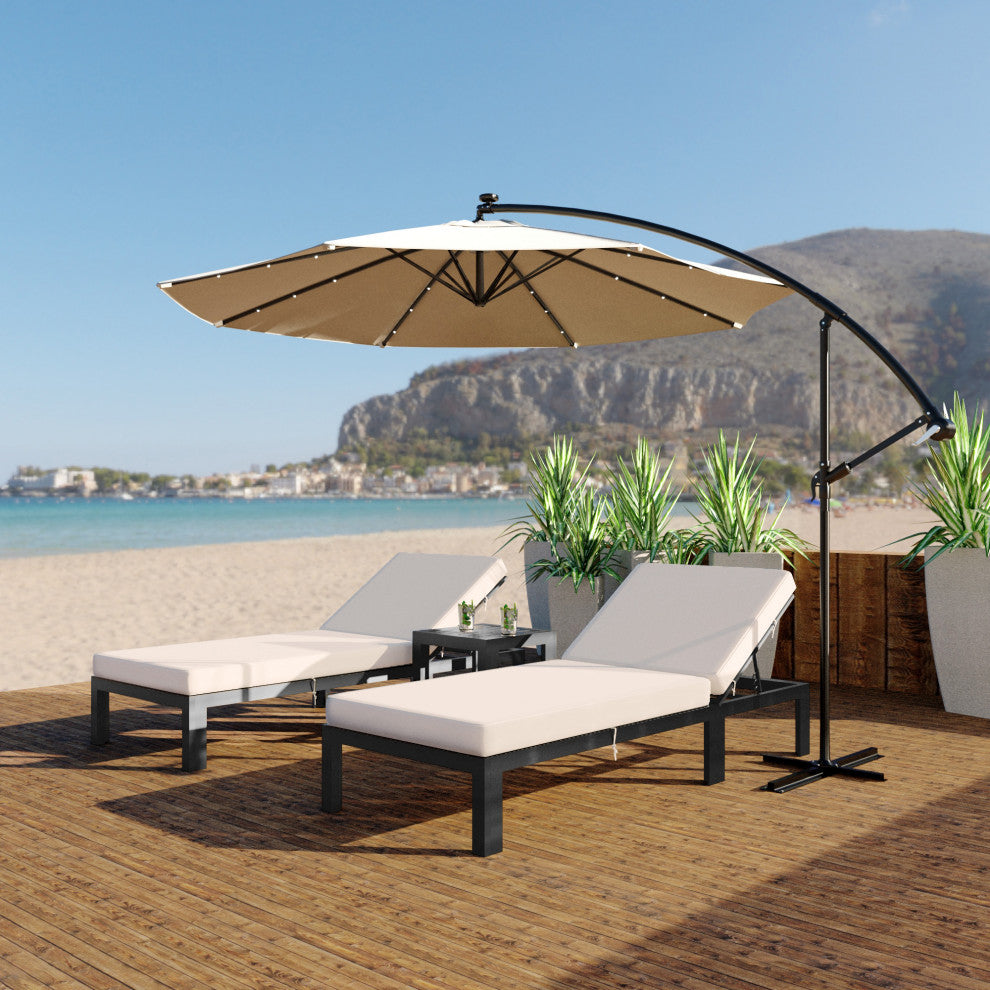 LeisureMod CLBL-77BG Chelsea Modern Outdoor Chaise Lounge Chair With Cushions