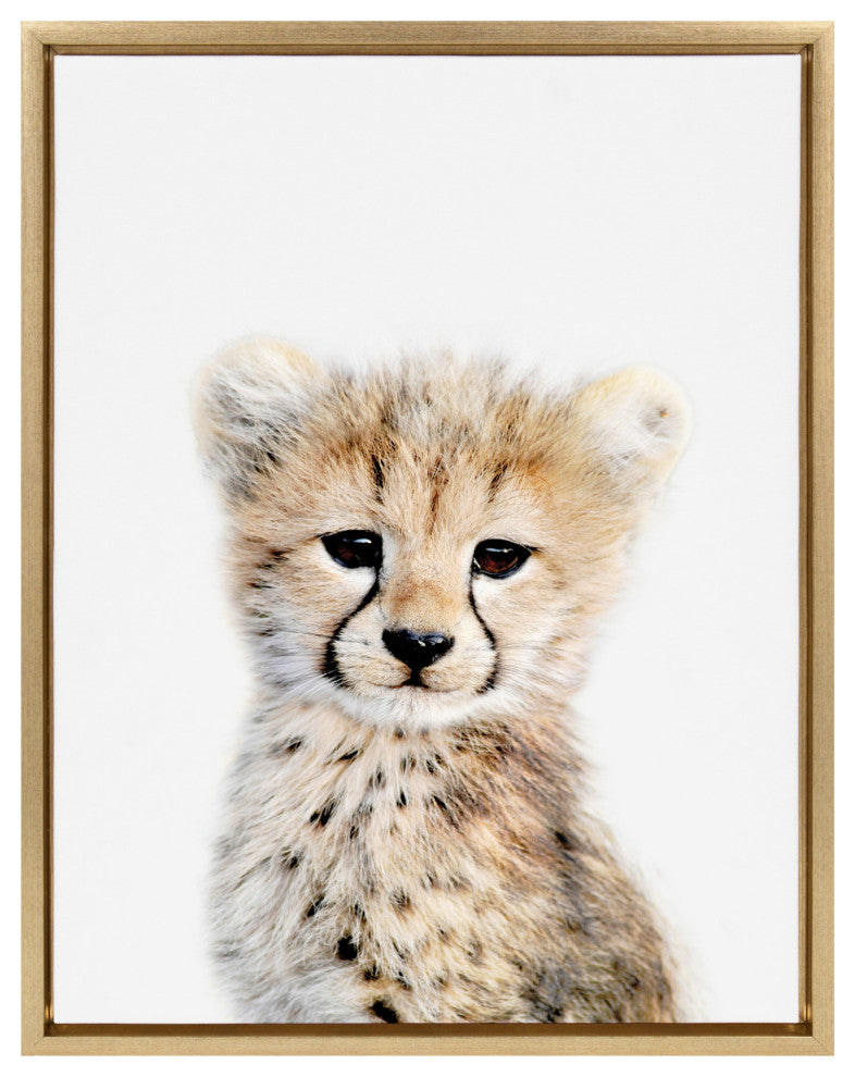Sylvie Cheetah Framed Canvas By Amy Peterson<br>, Gold 18x24