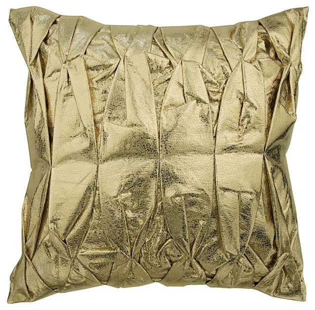 Gold 26"x26" Pillow Cover, Leather & Suede, Solid Color, Stunning Gold