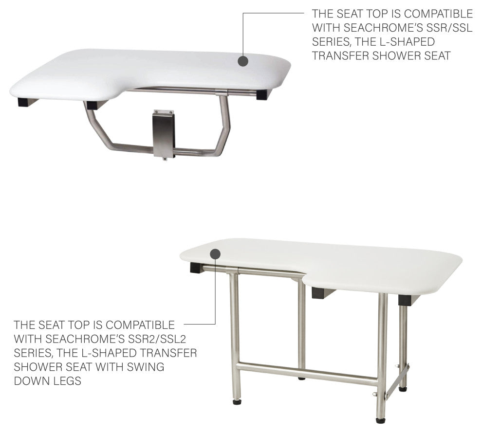 L-Shaped Replacement Cushion Shower Seat Top Only, 32", Left-Handed