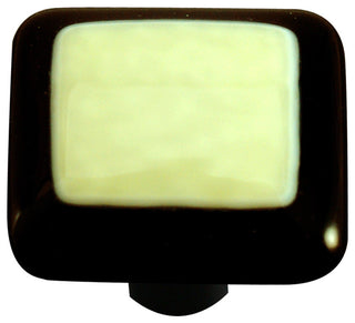 Art Glass Bordered Knob, Black Post, Black Border French Vanilla