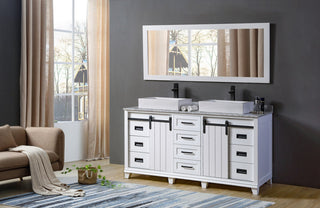 72" Ultimate Chanceton Bath Vanity, White With Vessel Sinks and Mirror