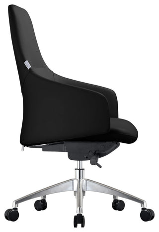 LeisureMod Celeste Office Chair in Upholstered Leather and Iron Frame, Black