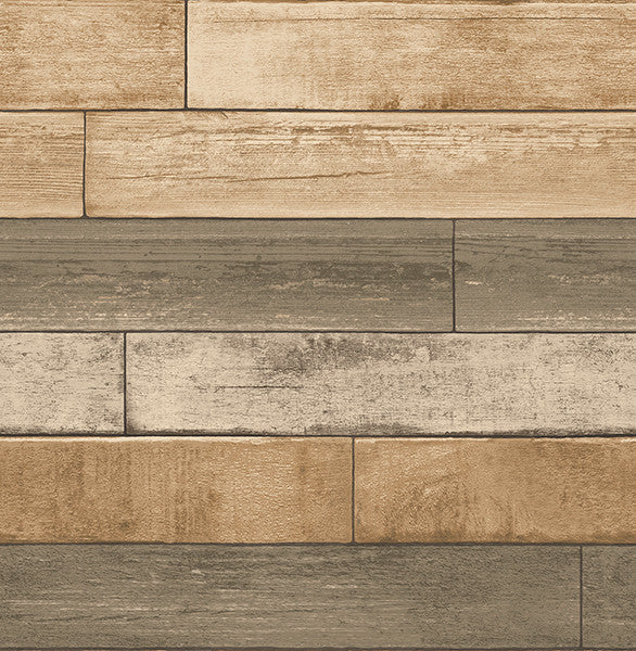Weathered Wood Plank Wallpaper, Wheat, Bolt