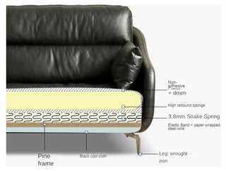 Leather Classic Sofa, Brown Yellow 4-Seater Sofa 110.2x38.2x36.6"