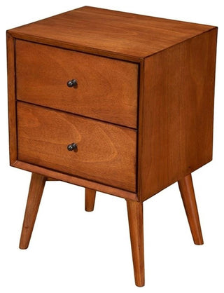 Flynn Mid Century Modern 2 Drawer Nightstand, Acorn