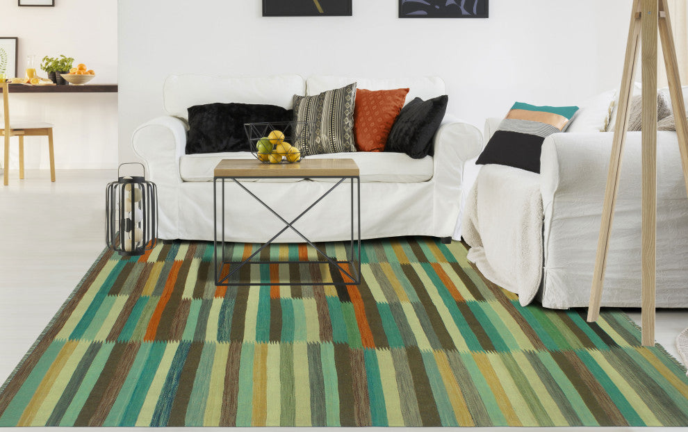 Winchester Kilim Allan Light Green/Ivory Rug, 6'5x9'9