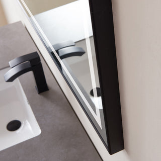 Horizontal Rectangular LED Wall Mount Bathroom Mirror, Black, 36"