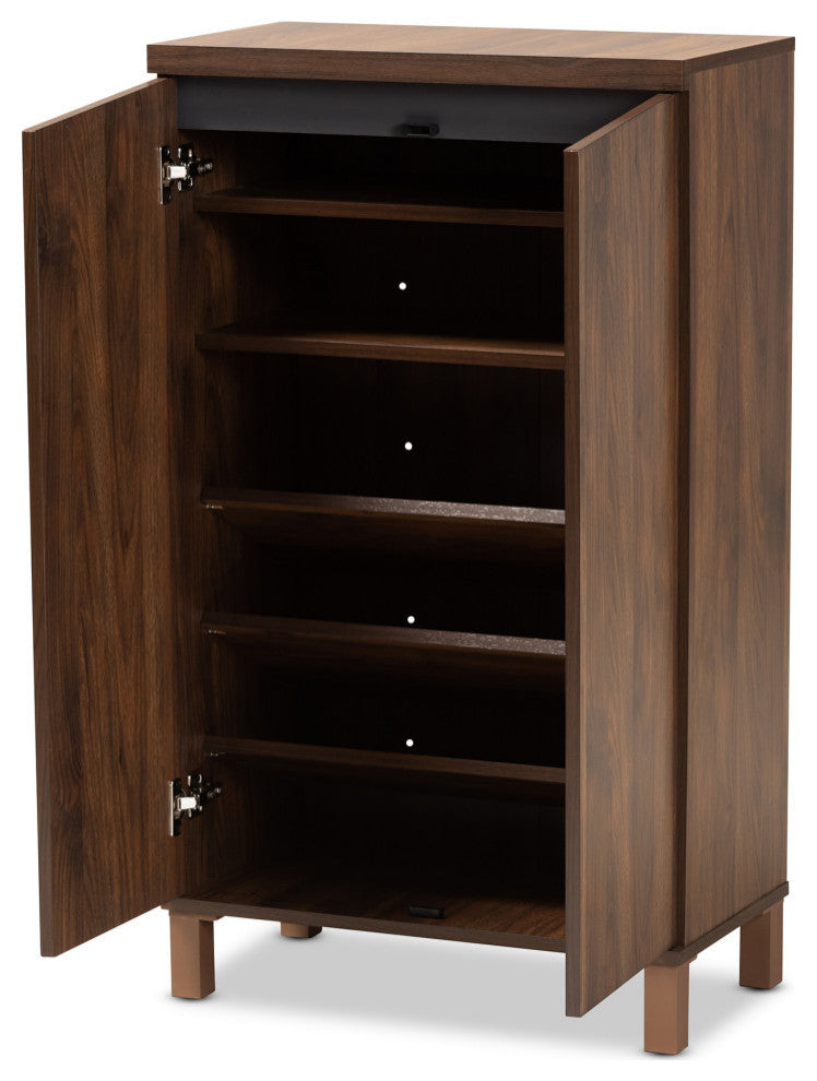 Dori Modern Shoe Cabinet, Walnut Brown