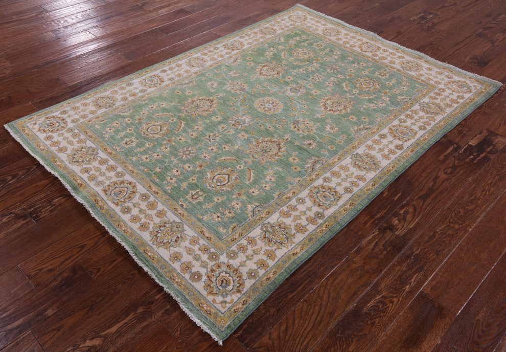 4' 8" X 6' 8" Hand Knotted Turkish Oushak Wool Rug - Q12826