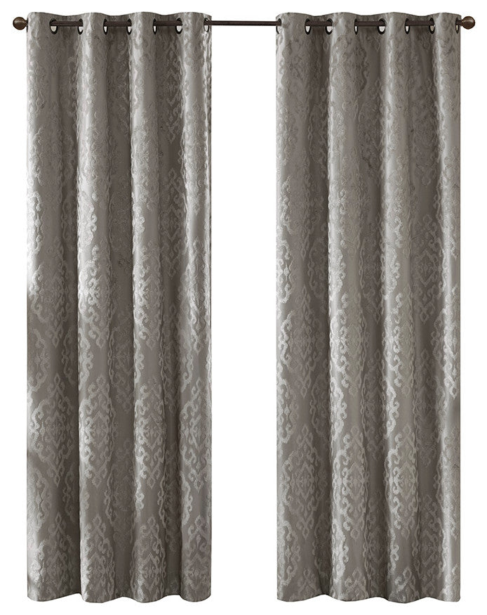 SunSmart Mirage Knitted Jacquard Damask Total Blackout Grommet Top Curtain Panel