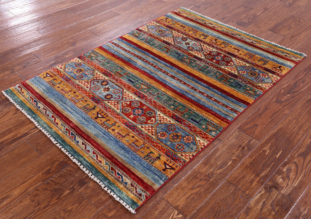 Handmade Persian Gabbeh Tribal Wool Rug 3' 3" X 4' 10" Q10803