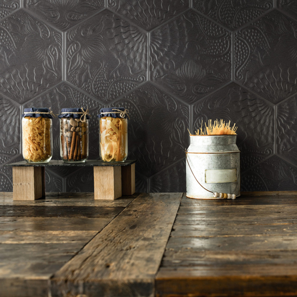 Gaudi Hex Porcelain Floor and Wall Tile, Black