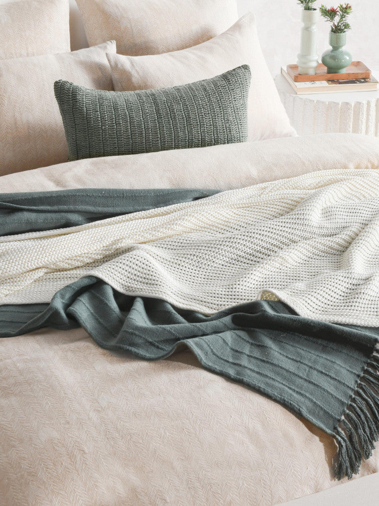 Lana 100% Cotton Embroidered Duvet by Kosas Home, Beige, King