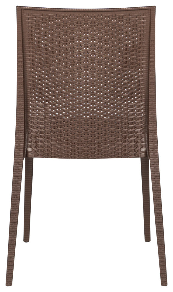 LeisureMod Mace Mid-Century 7-Piece Rectangular Outdoor Dining Set, Brown