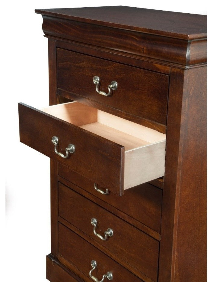 Benzara BM171941 5 Drawer Chest In Rubberwood Brown