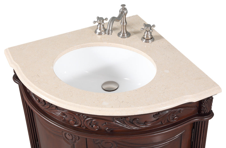 24" Classic-Style Bayview Corner Bathroom Sink Vanity, BC-030M